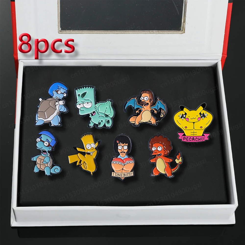 

Pokémon Cosplay Anime Simpsons Brooch Set Charizard Pikachus Squirtle Badges on Backpack Clothing Lapel Jackets Boys Girl Gift