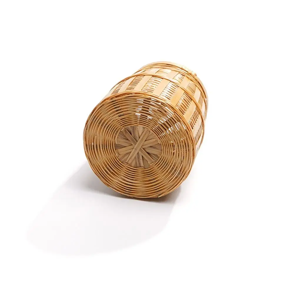 Handmade Hand-woven Bamboo Storage Basket Natural Six Gentlemen Tea Ceremony Display Baskets Square Bottom Wear-resistant