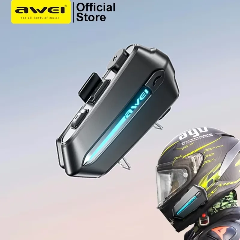 

Awei VS-1 ENC Noise Cancelling Headset For Motorcycle Helmet Wireless Bluetooth 5.4 Earbuds Support Call Hands-free AI Wake