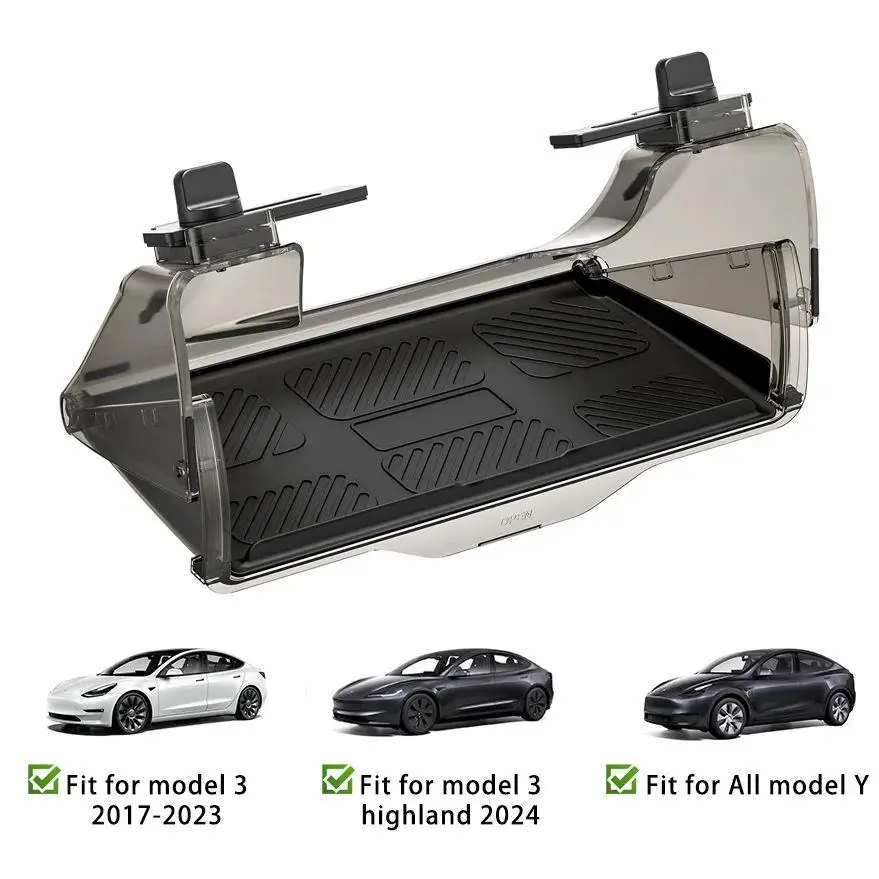 TEEQ For Tesla Model 3 Highland Model Y Center Under Screen Storage Tray Storage Box Behind The Screen Storage Box Accessories