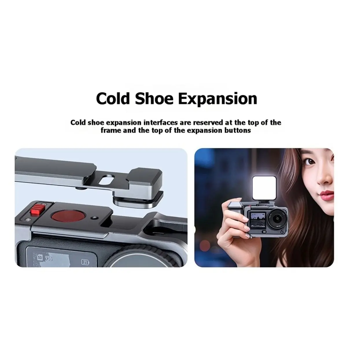 OKgood Rabbit Cage Frame for DJI Osmo Action 6 Sport Action Camera Mounting Cage with Magnetic Handle Protective Frame