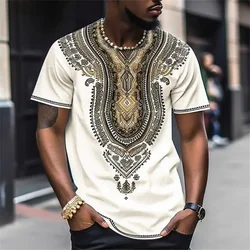 Men'S T-Shirt Summer Short Sleeve Tops Totem Printed Tee Loose Comfortable Pullover Casual Tshirt Vintage Oversized Men Clothing