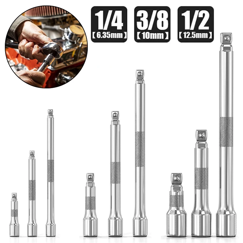1/4 "3/8" 1/2" klucz nasadowy z grzechotką przedłużka 50/75/100/125/150/250mm długa tuleja sterująca akcesoria do korbowodu