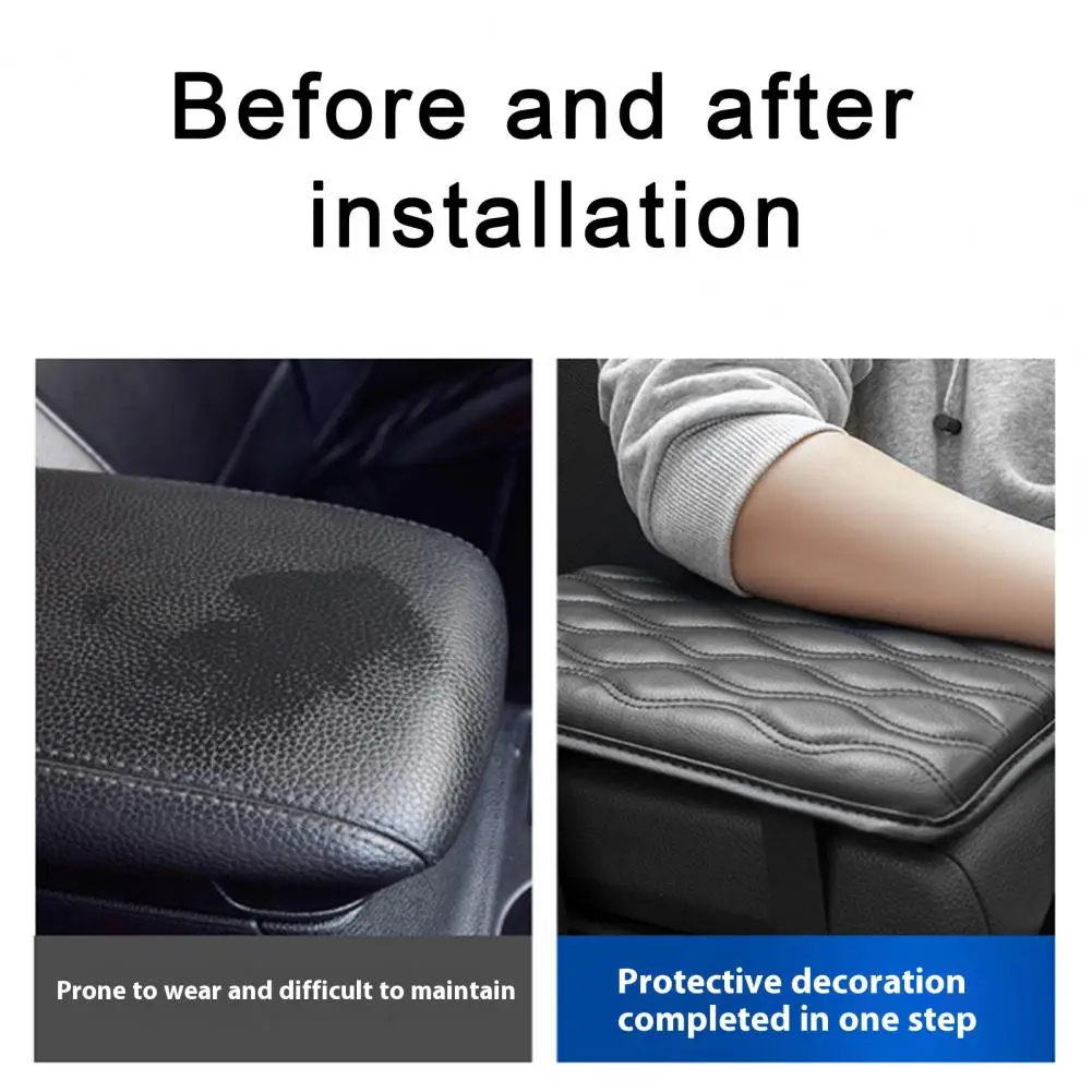 Armrest Cover Universal Console Cover Waterproof Armrest Protector Dirt-resistant Car Cushion Pad with Elastic Straps for Suv