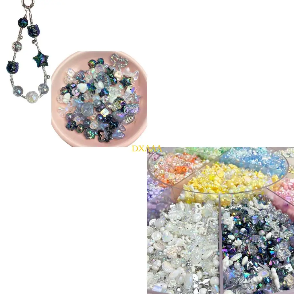 DXAA Jewelry Making Supplies Craft Beading Supplies Necklace Bracelet Accessories Stylish Rainbow Color Random Mix Beads