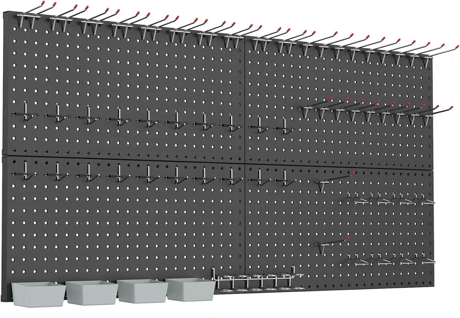 벽 차고 도구용 액세서리 포함 금속 페그보드 키트, 차고, 작업대용 페그보드 보관 시스템, 블랙