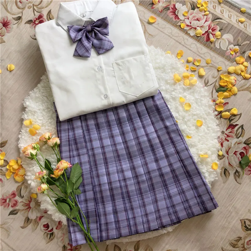 School Girl JK Uniform Pleated Skirts Japanese School Uniform High Waist Plaid Skirt Sexy Seifuku Uniforms for Woman Full Set