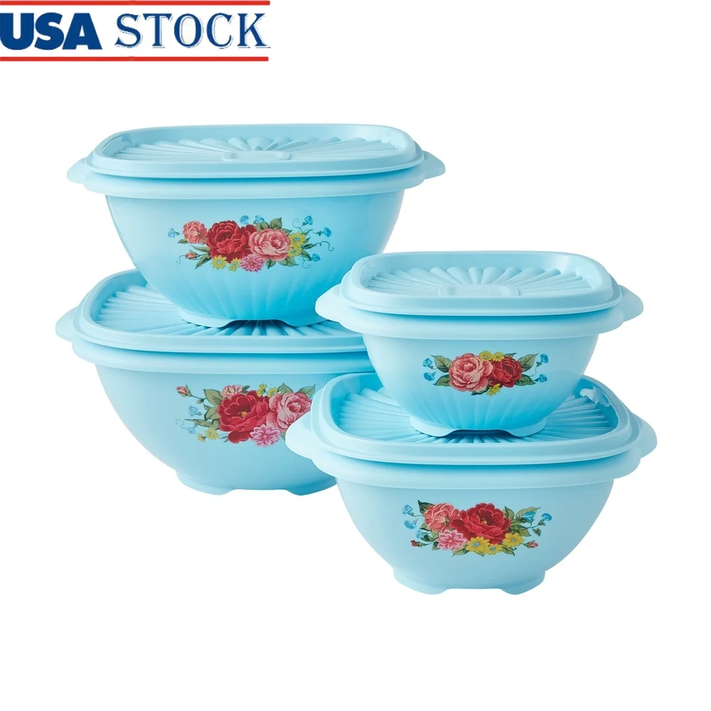 

8 Piece BPA-Free Plastic Bowl Set with Airtight Lids Microwave Freezer Dishwasher Safe Multipurpose Kitchen Storage Containers