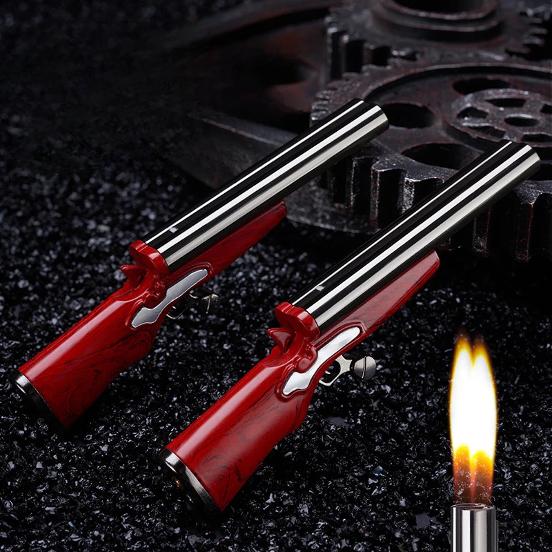 

Mini Gun Dual Flames Lighter Refillable Butane Gas Open Flame Lighters Smoking Accessories Gifts for Men Dropshipping Suppliers