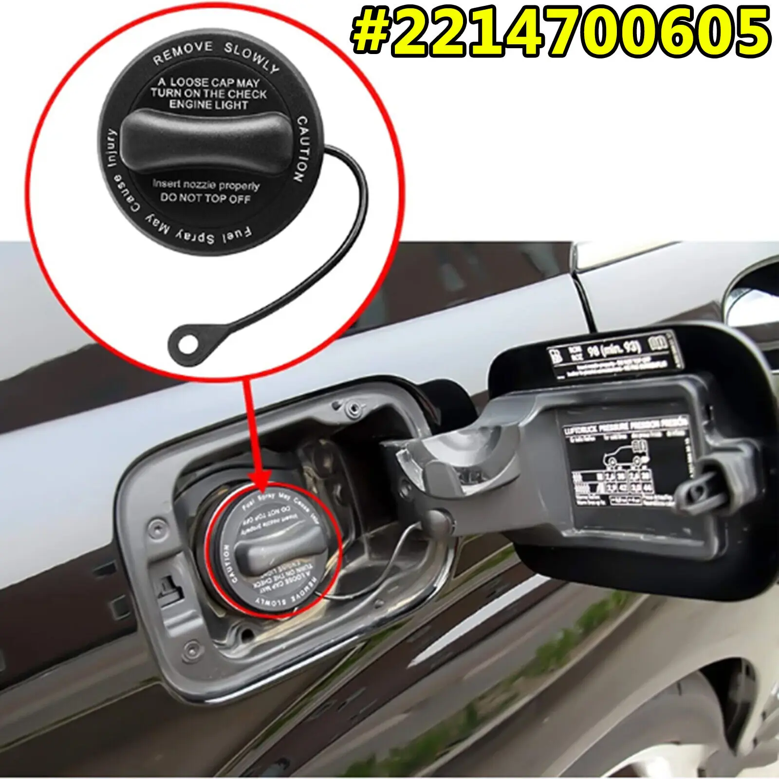 

2214700605 For Mercedes Benz W221 W204 W207 R172 SLK W212 A209 C216 R171 R230 Fuel Tank Gas Filler Cap A2214700605