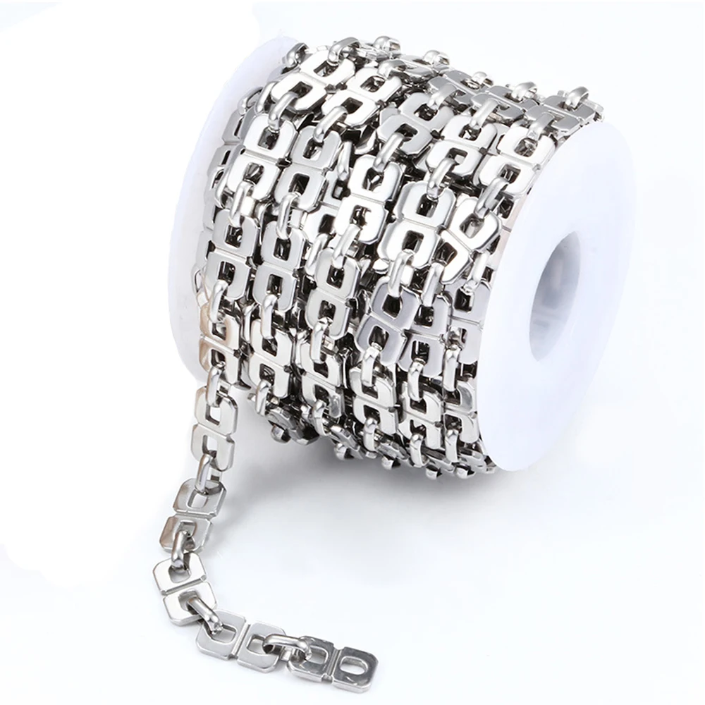 1 metr ze stali nierdzewnej 8-punktowy łańcuszek blokujący moda na naszyjnik bransoletka tworzenie biżuterii DIY hurtowo