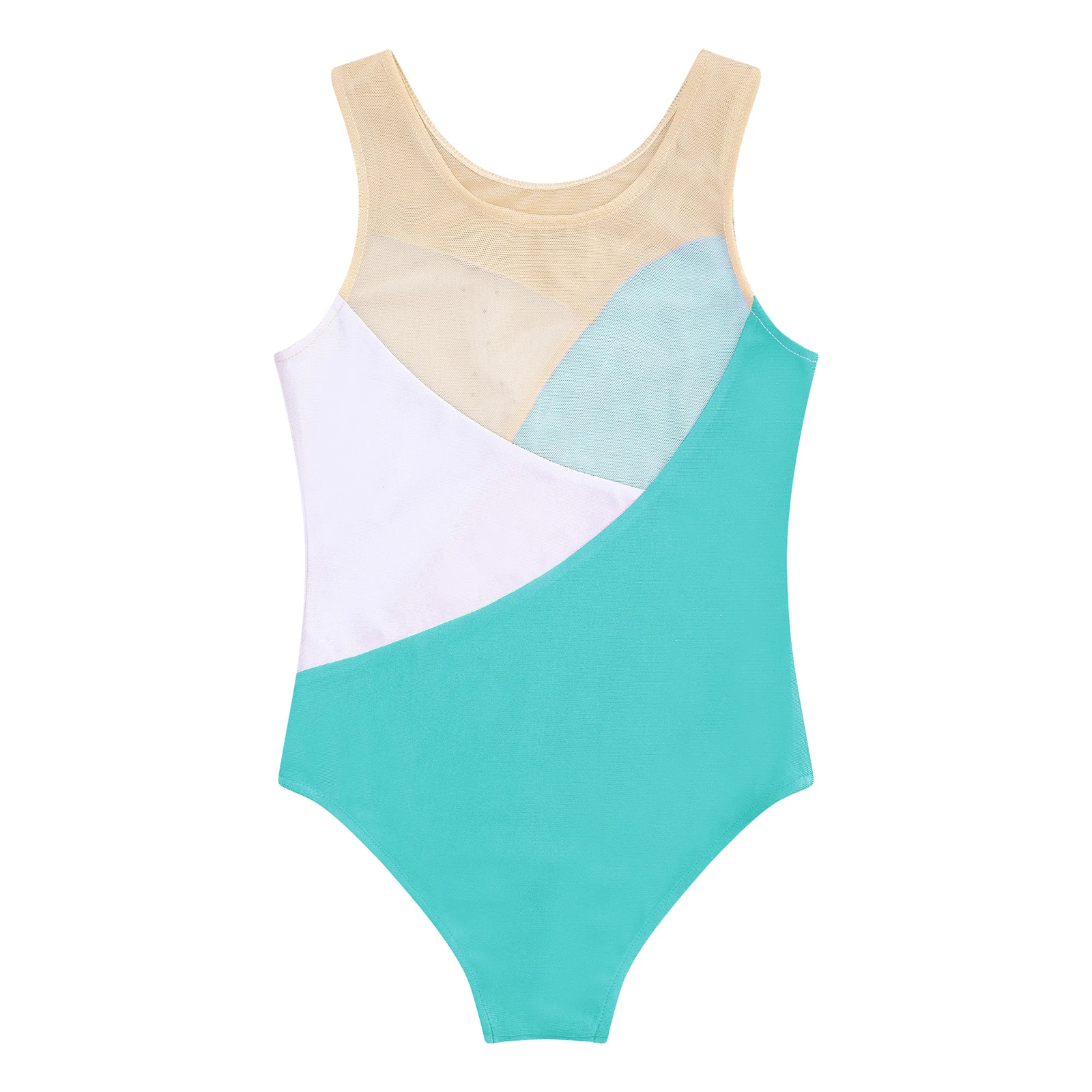 Bodysuit brilhante sem mangas com shorts e faixa de cabelo para meninas, collant para ballet e ginástica, patinação artística e ioga, desempenho acrobático