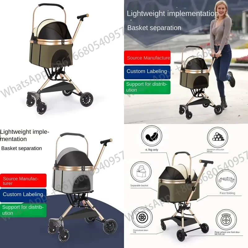 Ultra Lightweight Foldable Pet Stroller for Small/Medium Dogs and Cats with 4-Wheel Smooth Rolling and Breathable Mesh