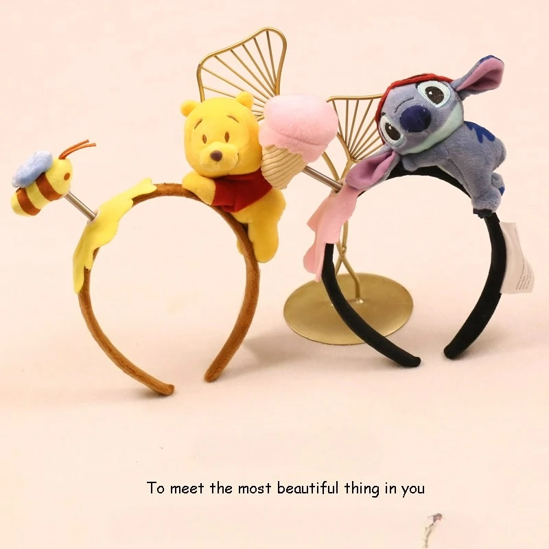 Disney pooh urso bonito ponto lotso bandana, cocar dos desenhos animados, cartão de foto de evento de desempenho, presente de aniversário