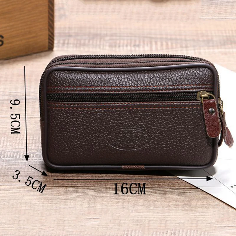 Leather Waist Fanny Pack Men's Belt Bag Travel Cash Card Holder Wallet Phone Pouch Hip Bum Bag Casual Leather Purse