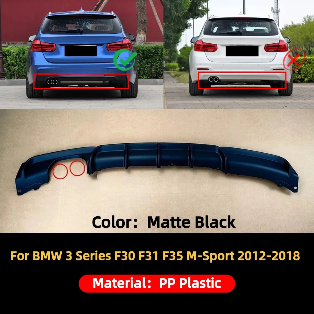 Achterbumperlip diffuser kin air dam protector trim tuning voor BMW 3 Serie F30 F31 F35 3 Serie 2012-2018 320i 335i M Sport