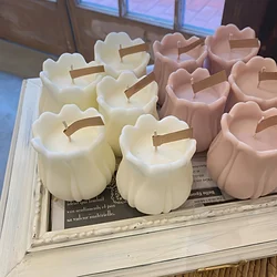 1pc 3D Flower Scented Candle Silicone Mold For Resin Tulip Candle Mold Flower Resin Mold For Candles Crafts Making Silicone Mold