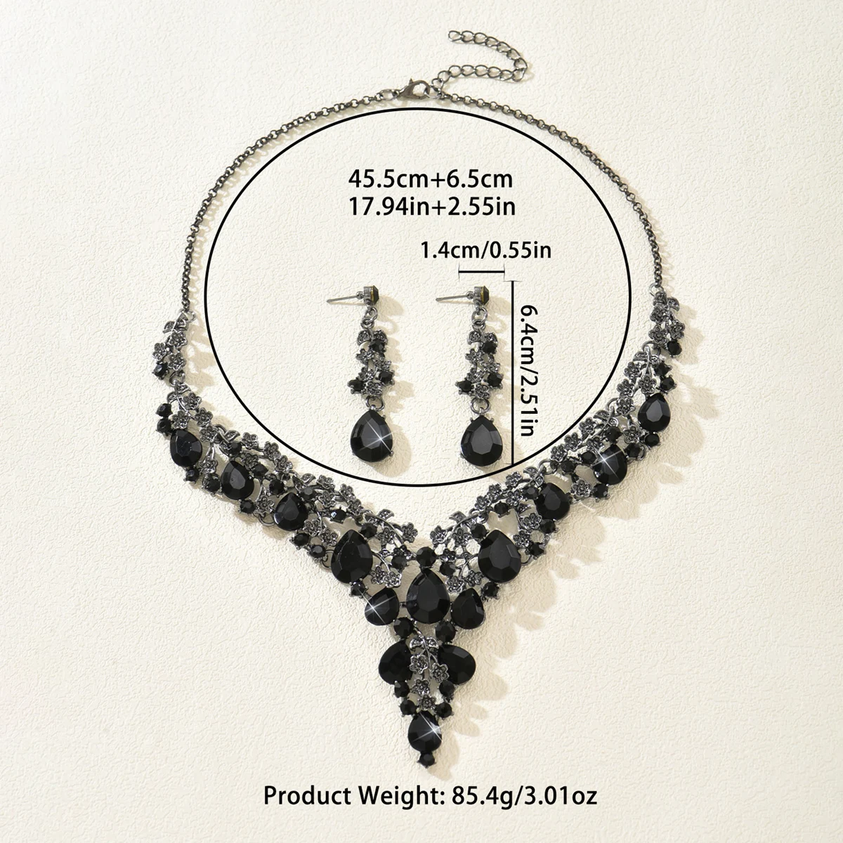 Edles Brautkleid mit Diamantbesatz, Prunkvolle Halskette, Ohrring-Set, Beliebtes Geschenk-Accessoire für Mädchen – Detail 28