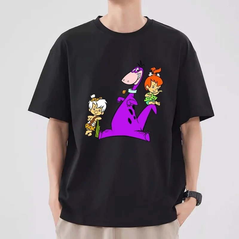 The F-Flintstones T Shirt Men Couple Combination Clothes Short Sleeve Collar Fashion T-shirt Women Cotton