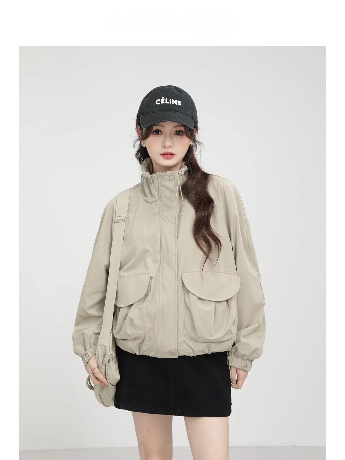 

Xinmon Advanced Ретро женская куртка свободная длинная све Гонконг Sle повседневная верхняя одежда для поездок на работу с застежкой-молнией