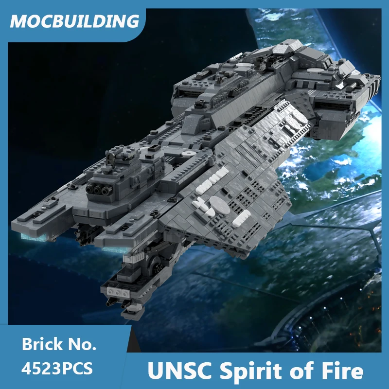 MOC Building Blocks UNSC Spirit of Fire 1:3430 Scale Model DIY Assembled Bricks Space Series Educational Xmas Toys Gifts 4523PCS