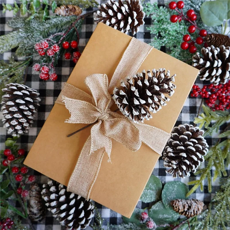 

AEF6-12Pcs Natural Pine Cone Picks Christmas Pinecone Sprays Medium Pinecones Picks With Wired Stems 8.3 Inch Tall For Xmas