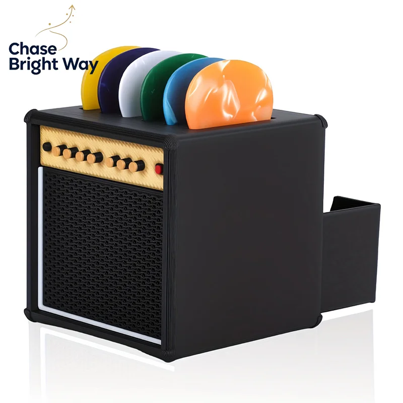 3D Printed Portable Guitar Pick Holder with Drawer Waterproof Dustproof Pick Organizer Storage Display Gift