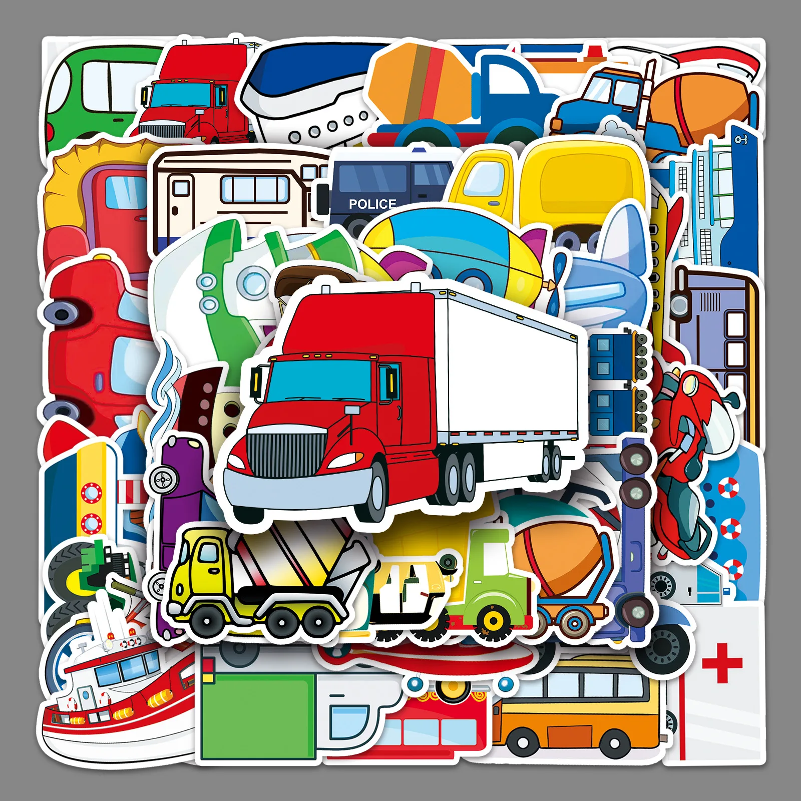 50 creative stickers for transportation, skateboard luggage stickers, laptop, car, motorcycle decoration