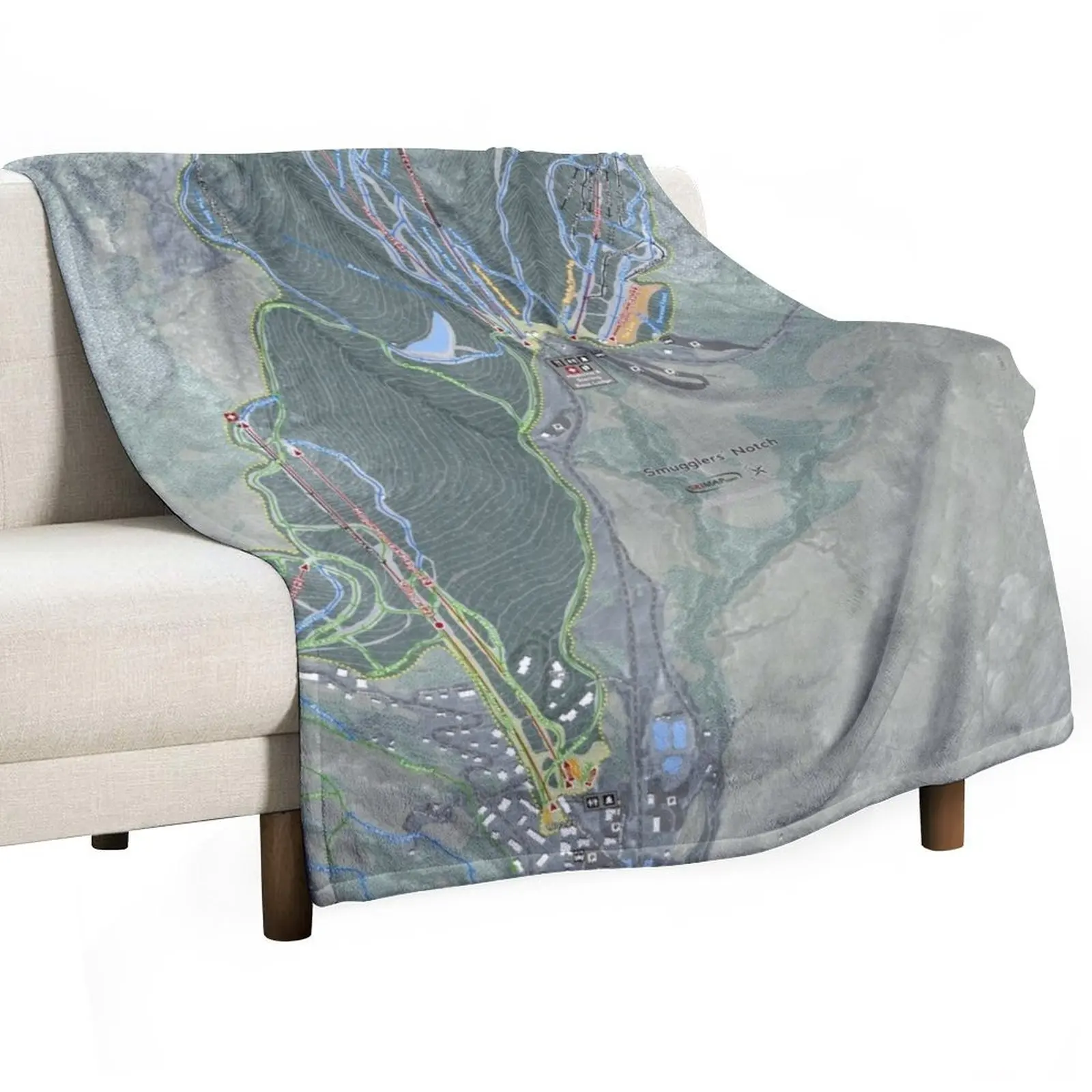 Smugglers' Notch Resort Trail Map Throw Blanket Vintage decorative for babies Blankets