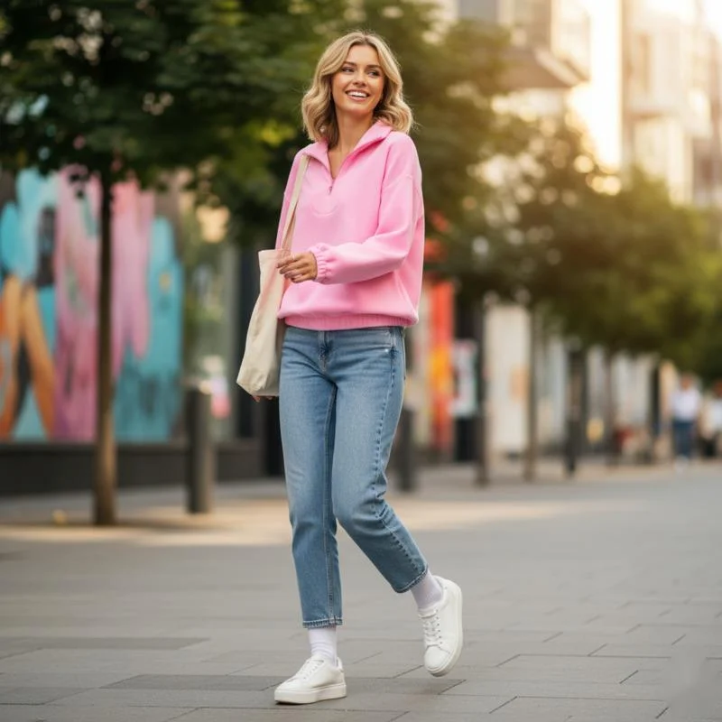 

Fashion Casual Women’s Winter Hoodie With Zipper Lapel Fleece Long Sleeve Pullover Top Loose Fit For Streetwear Thick Warm Soft