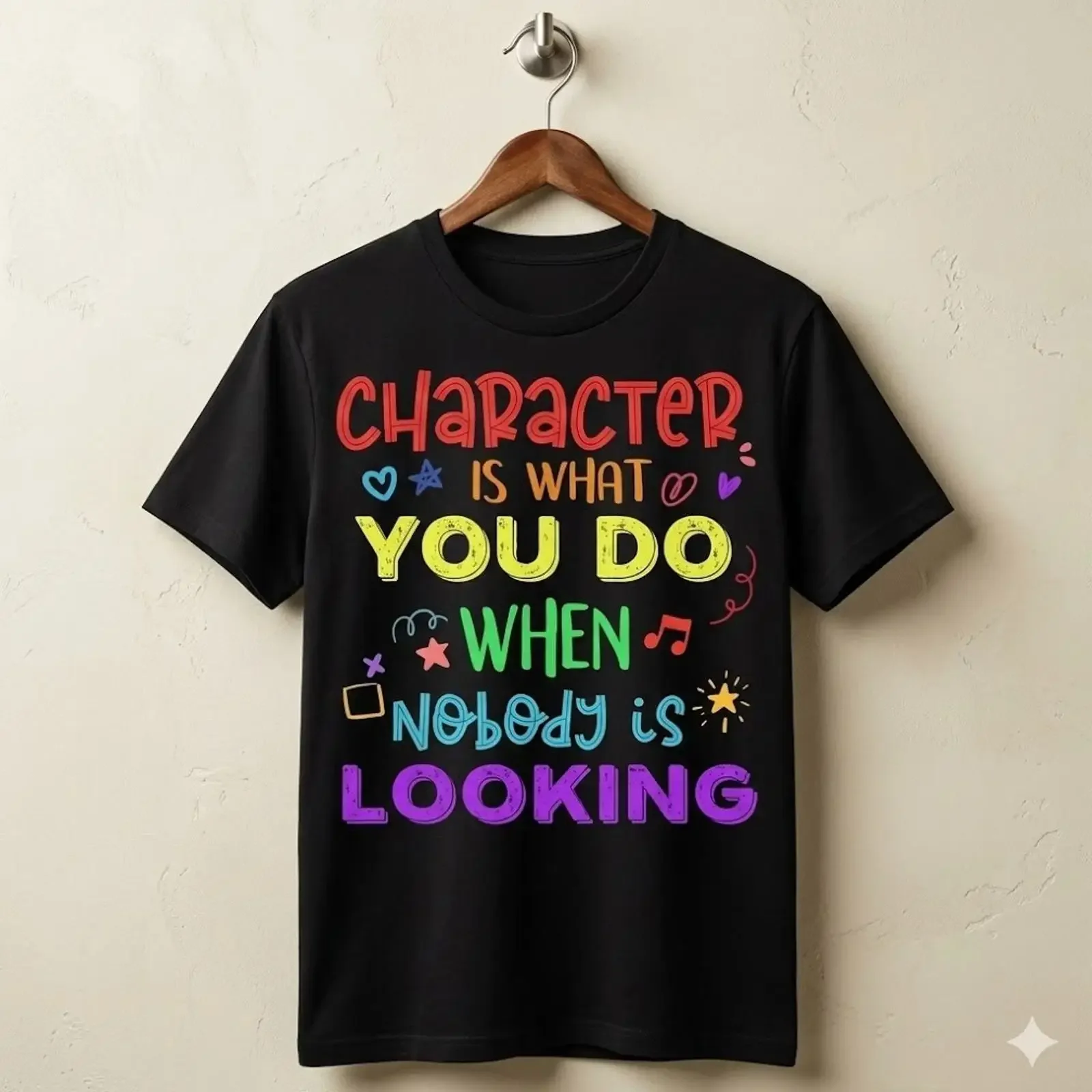 Character Is What You Do When Nobody Looking T Shirt H085 vintage Washed Breathable Unisex Slightly graphic Soft homme
