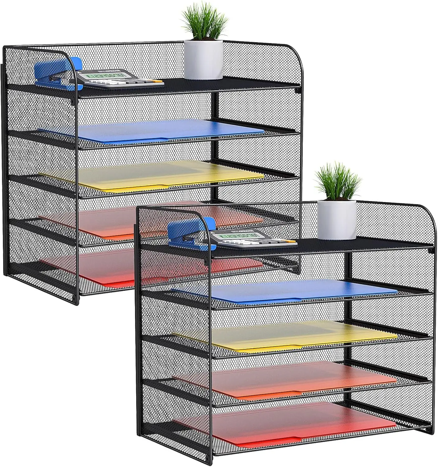 

5-Tier Paper Organizer, Mesh File Holder for Desk, Legal/Letter/A4, Sturdy Steel