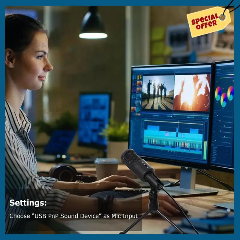 -A15I PC USB Microphone, Podcast Condenser Microphone With Foldable Tripod For Streaming, Gaming, Podcasting, Recording,Laptop D