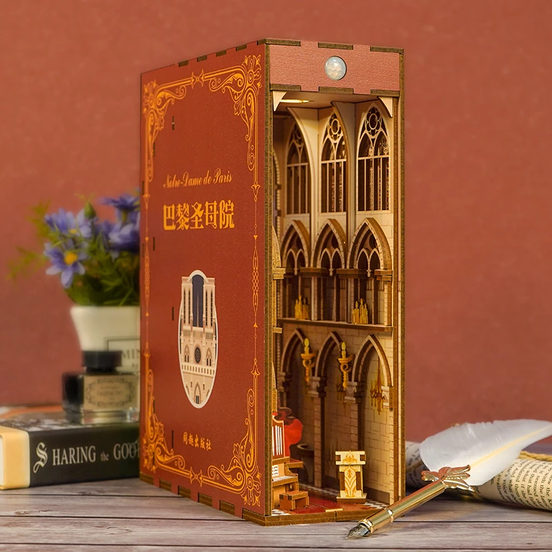 Imagem -03 - Kits de Inserção de Prateleira em Miniatura de Madeira Livro Nook Kit de Construção Faça Você Mesmo Notre Dame de Paris Bookend Montado Estante Presentes Decoração de Casa