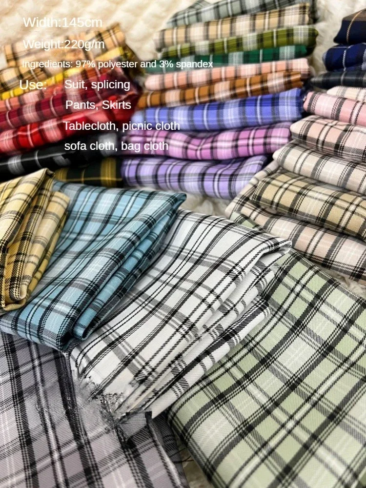 Yarn-dyed Plaid Fabric By The Meter for Skirt Bag Sofa Picnic Pants Diy Sewing Cloth Soft Comfortable Breathable Black White Red