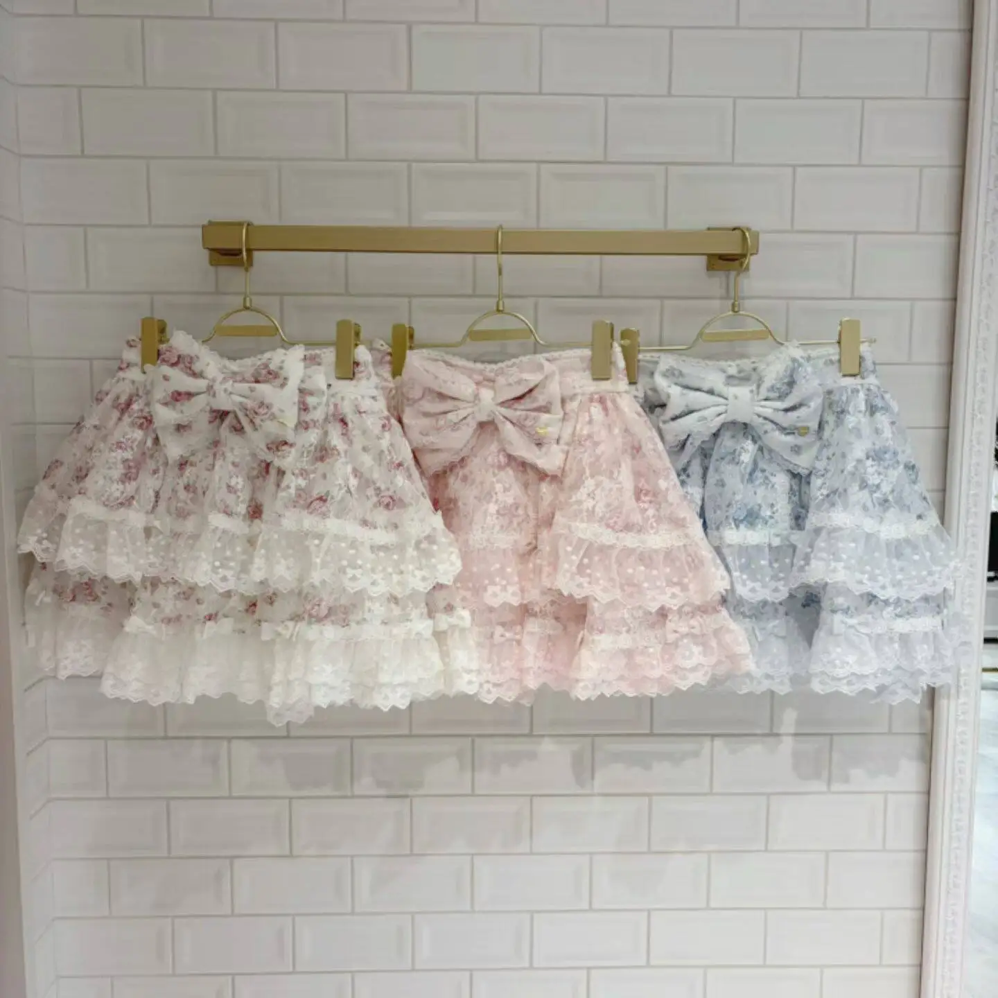 Japanese-style Kawaii Floral Girls Mini Skirts with Bow Sweet Fashion Summer 2026 New Arrive High Waist Skirt Women