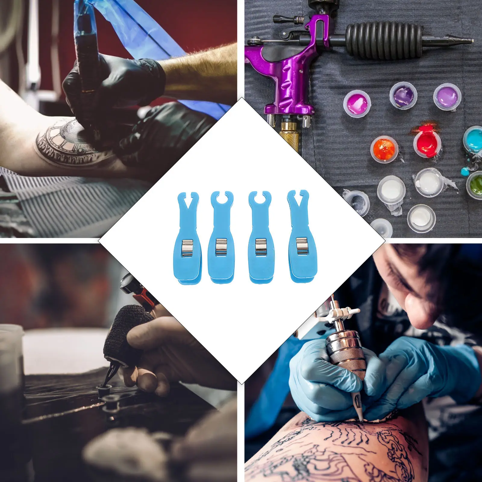 

Набор из 4 одноразовых инструментов для пирсинга: безопасные зажимы из АБС-пластика для пирсинга ушей, носа, губ, профессиональный комплект для личного использования