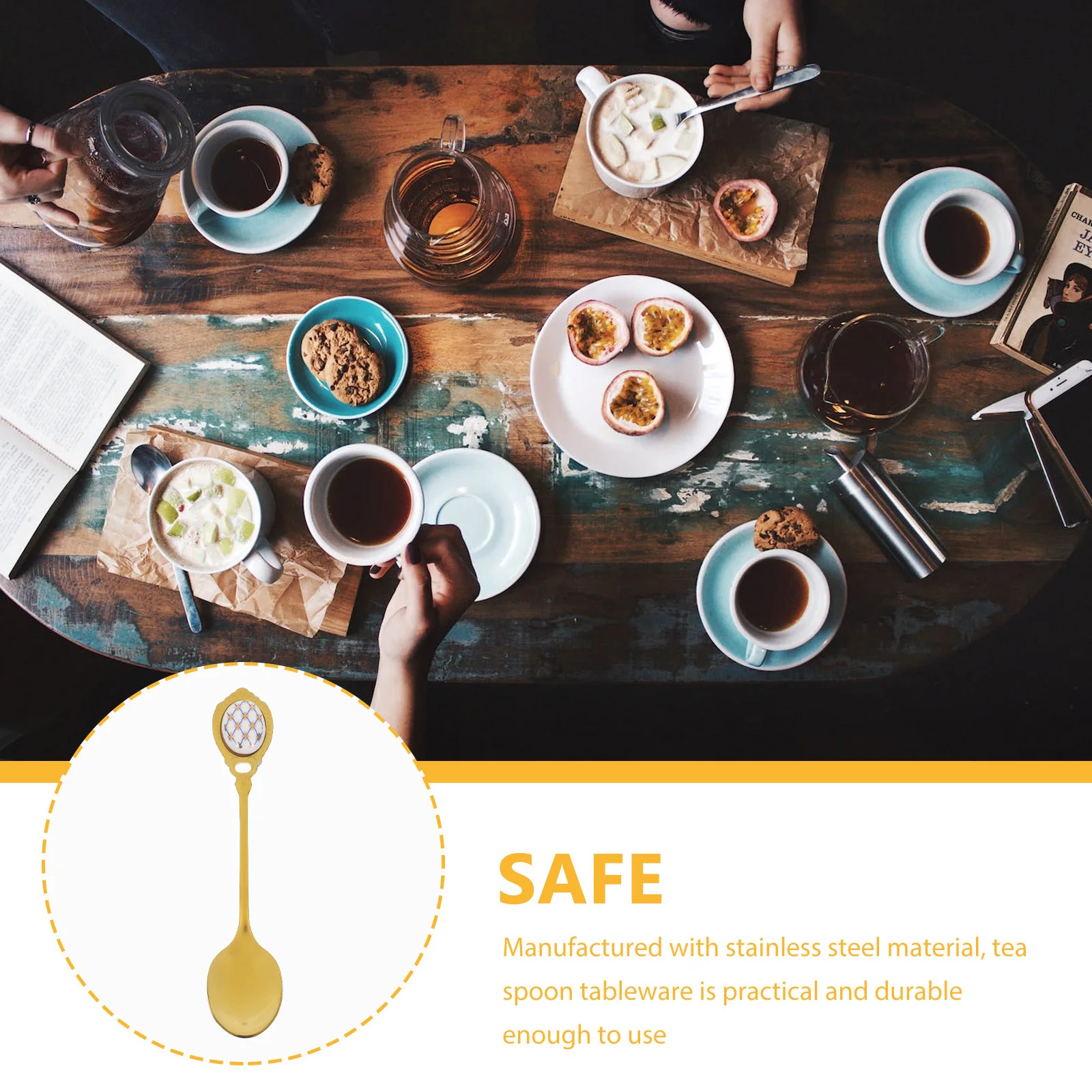 

Stainless Steel Coffee Stirring Spoon Afternoon Tea Elegant Design Practical for Mixing Dessert Espresso Long Handle