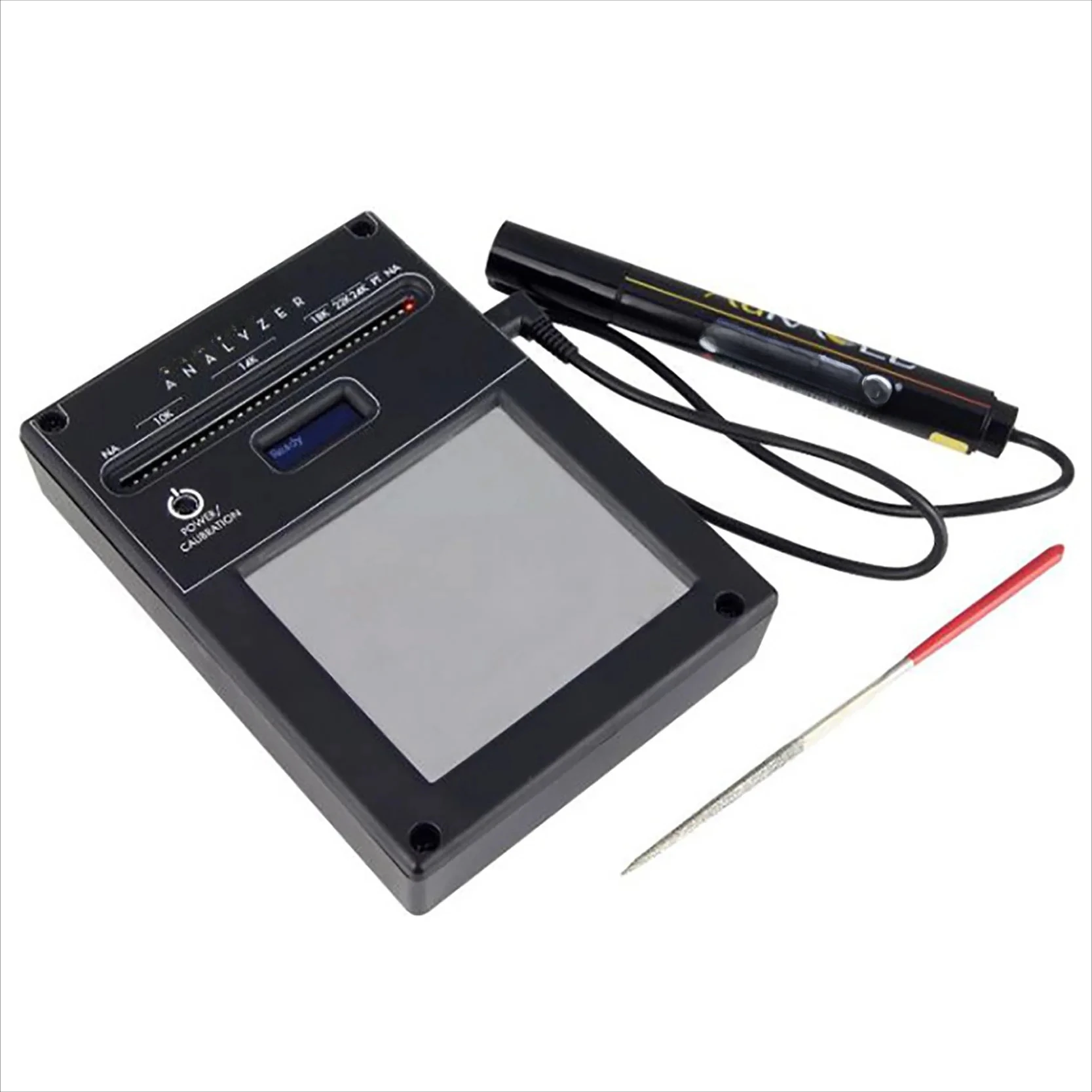 

Анализатор A.uRA.CLE для золота и платины: мгновенное считывание каратов по LED-индикации с адаптером-щупом для золота и платины от 6K до 24K