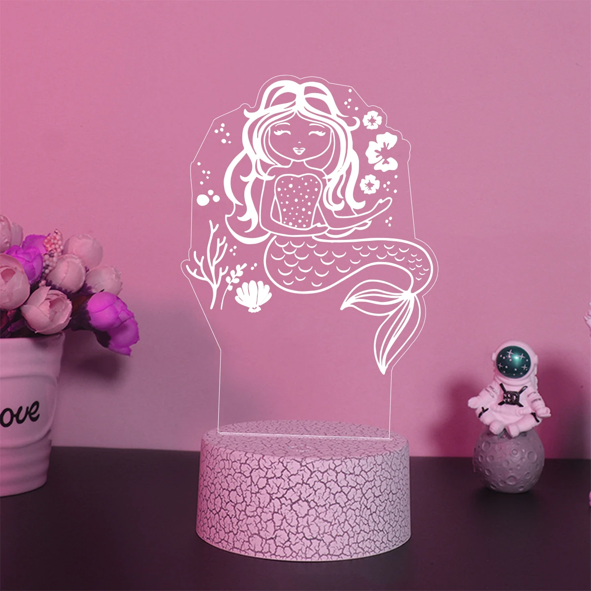 Mermaid Fashion  Children\'S Lamp Mange Avatar Room Decor Gift 3D Led Night Light