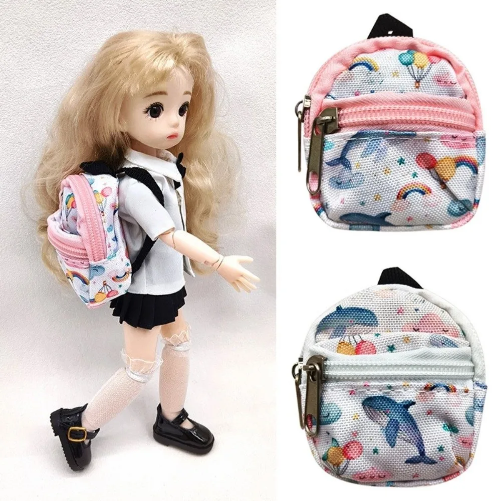 Sac à dos d'école en coton fait à la main, accessoires de poupée BJD, mignon fleur, décorations de maison de poupée, sac à dos Canva de remplacement, DIY, 1/6