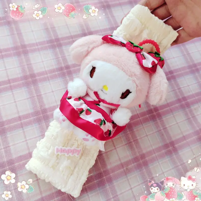 2024 Anime Sanrios Plush Doll Seat Belt Shoulder Cover Kawaii Hello Kitty Kuromi Cinnamoroll Purin Comfortable Safety Belt Pad