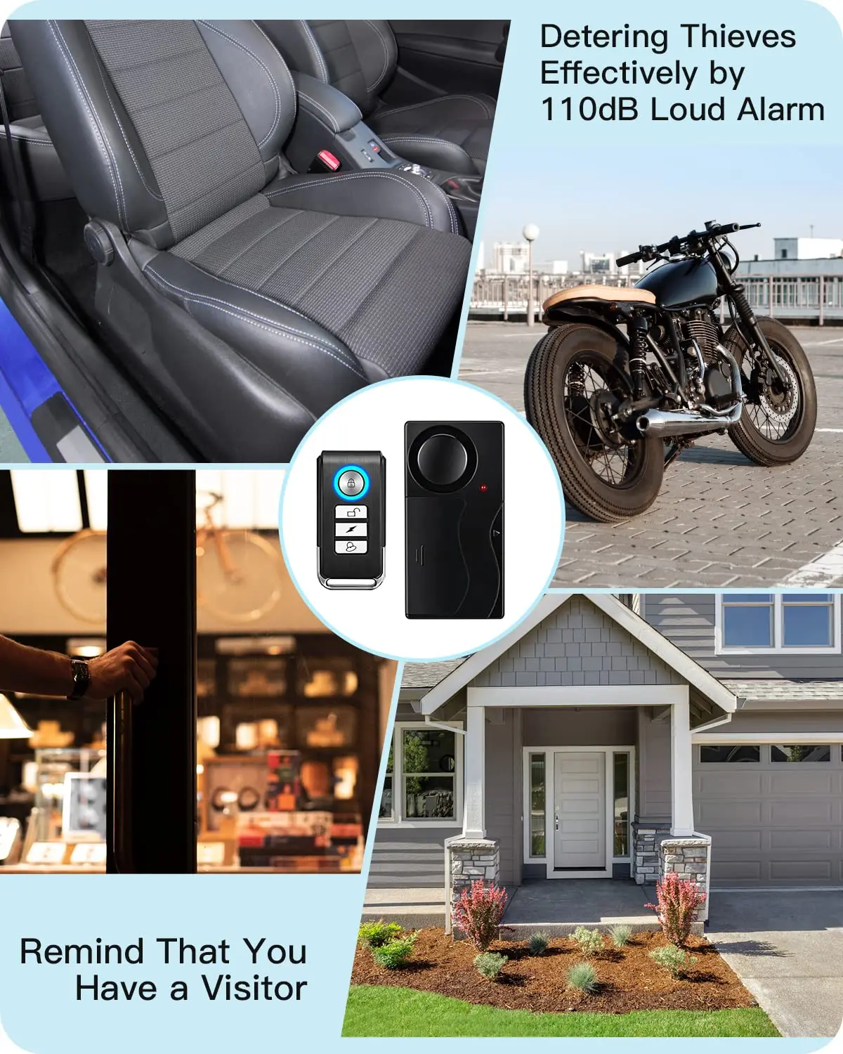 Gadpow 110db Loud Alarm Wireless Vibration Alarm with Remote Control Anti-Theft Alarm Bike Motorcycle Vehicle Security Alarm