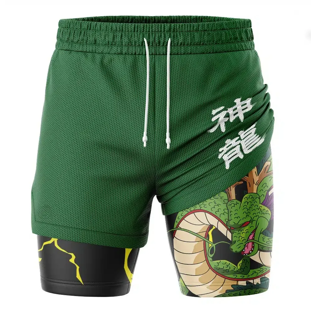 

2026 Summer Dragon Ball Z Shenron 2-in-1 Double Layer Gym Shorts Oversized Men's Fitness Retro Streetwear Unisex Athletic Shorts