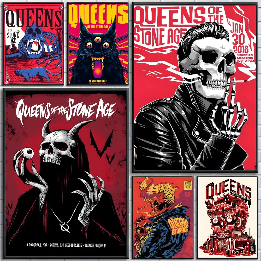Rock Band Queens Of The Stone Age Poster posters for bedrooms and living rooms high definition cartoon movie-themed wall art.
