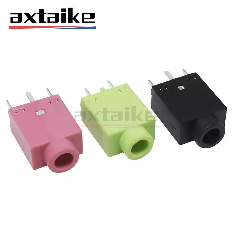

10PCS PJ-358 3.5mm Vertical 180 Degrees Female Audio Connector 5 Pin 0.5A 30V DIP Headphone Jack Socket PJ358 Black Green Pink