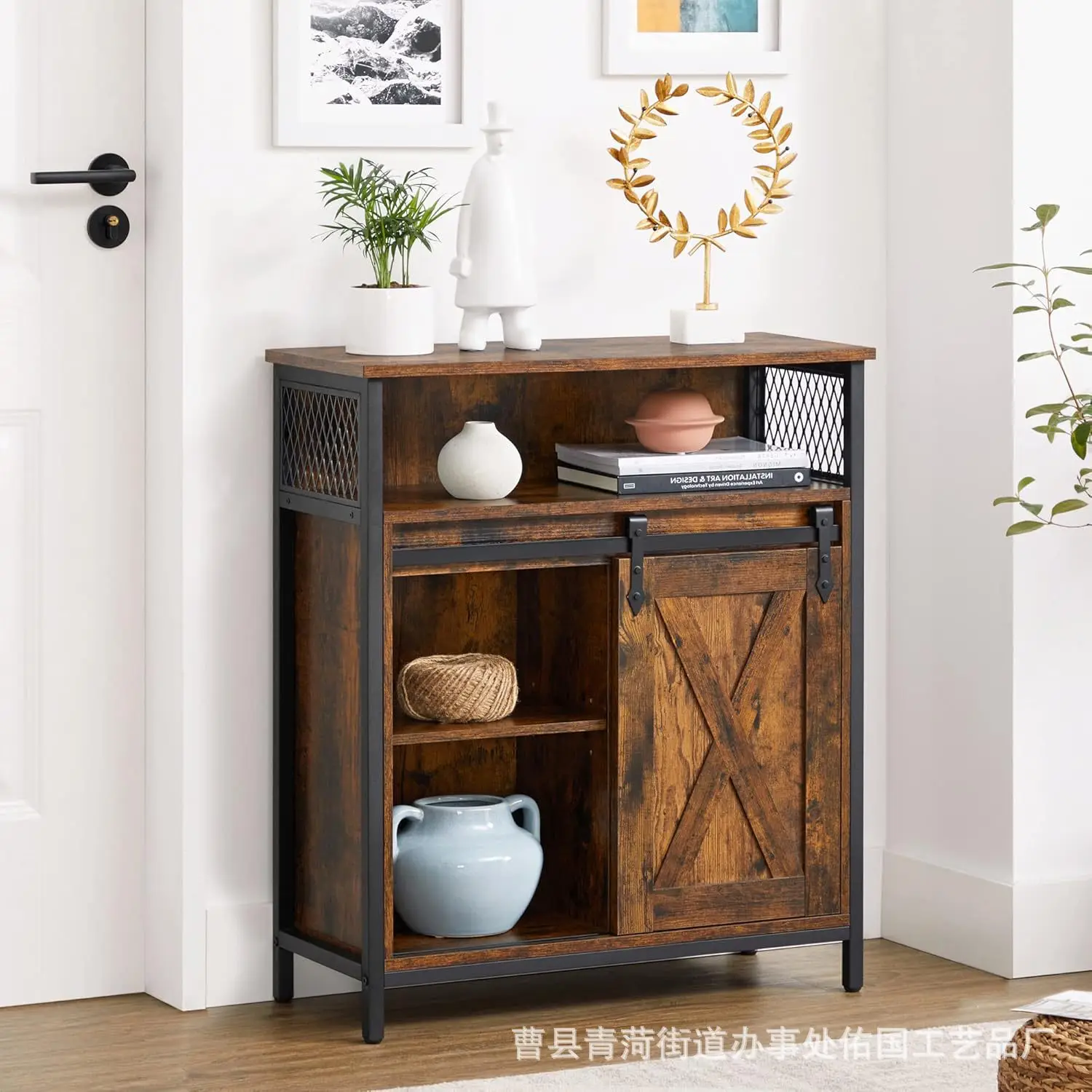 Iron and wood combined with retro old dining side cabinets, multi-layer kitchen tableware, lockers, high-value