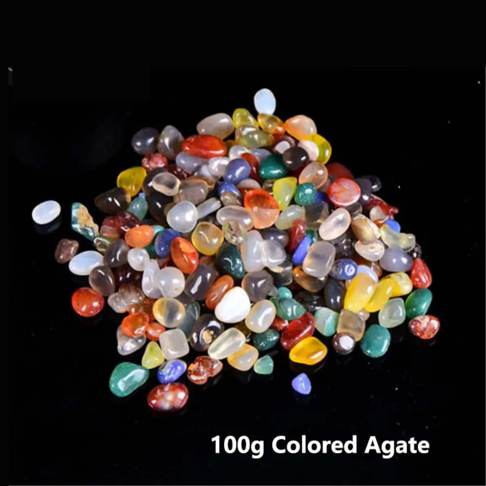 Reusable 100g Seven Colored Agate Transparent Art Gravel Natural Crystal Decorative Landscape Craft for Garden Decoration