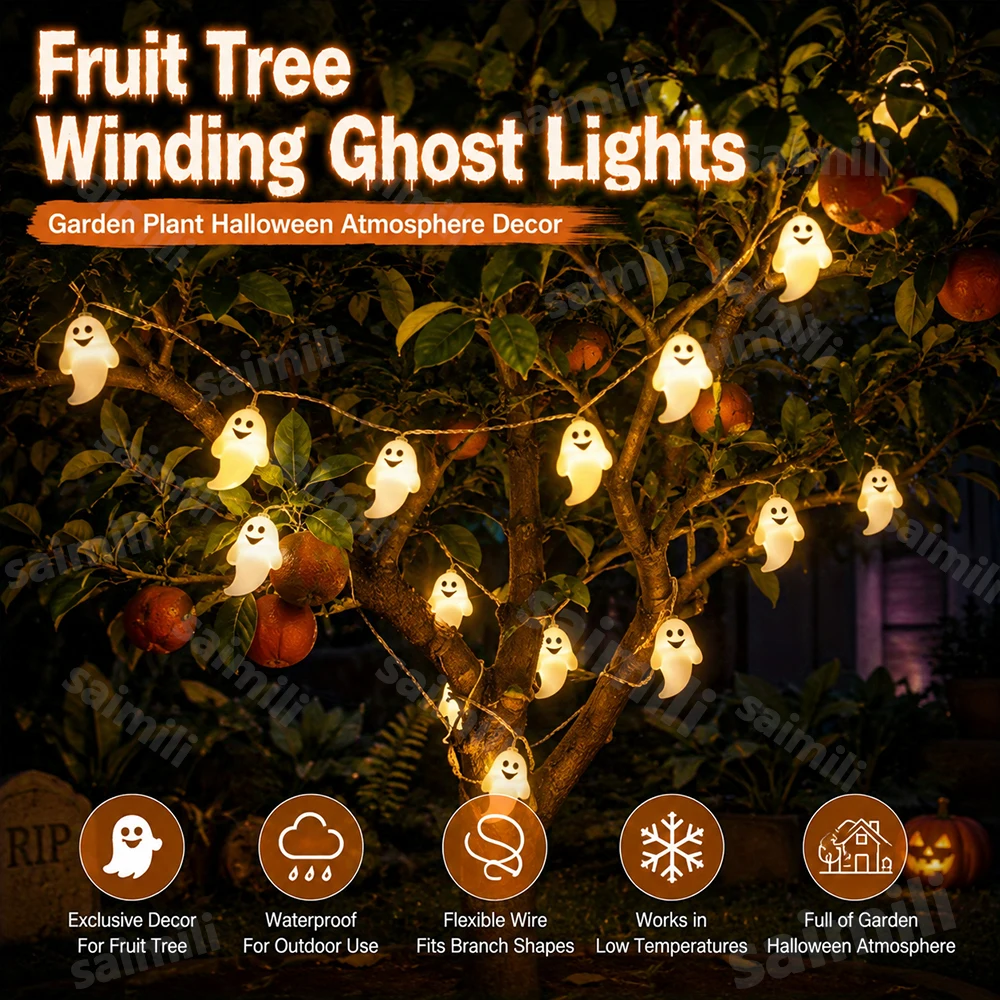 Led Fairy String Lights - Battery Halloween Ghost LED String Lights