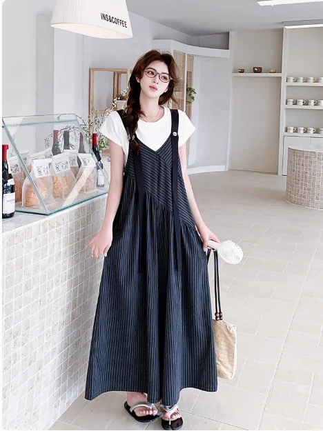 

Повседневные женские летние комбинезоны в полоску в студенческом стиле, модные брюки-палаццо больших размеров, трендовая одежда, длинные брюки из полиэстера